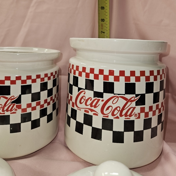 Vintage Coca-Cola Coke Checkerboard Four Tier Canister Storage Jars - Picture 10 of 11
